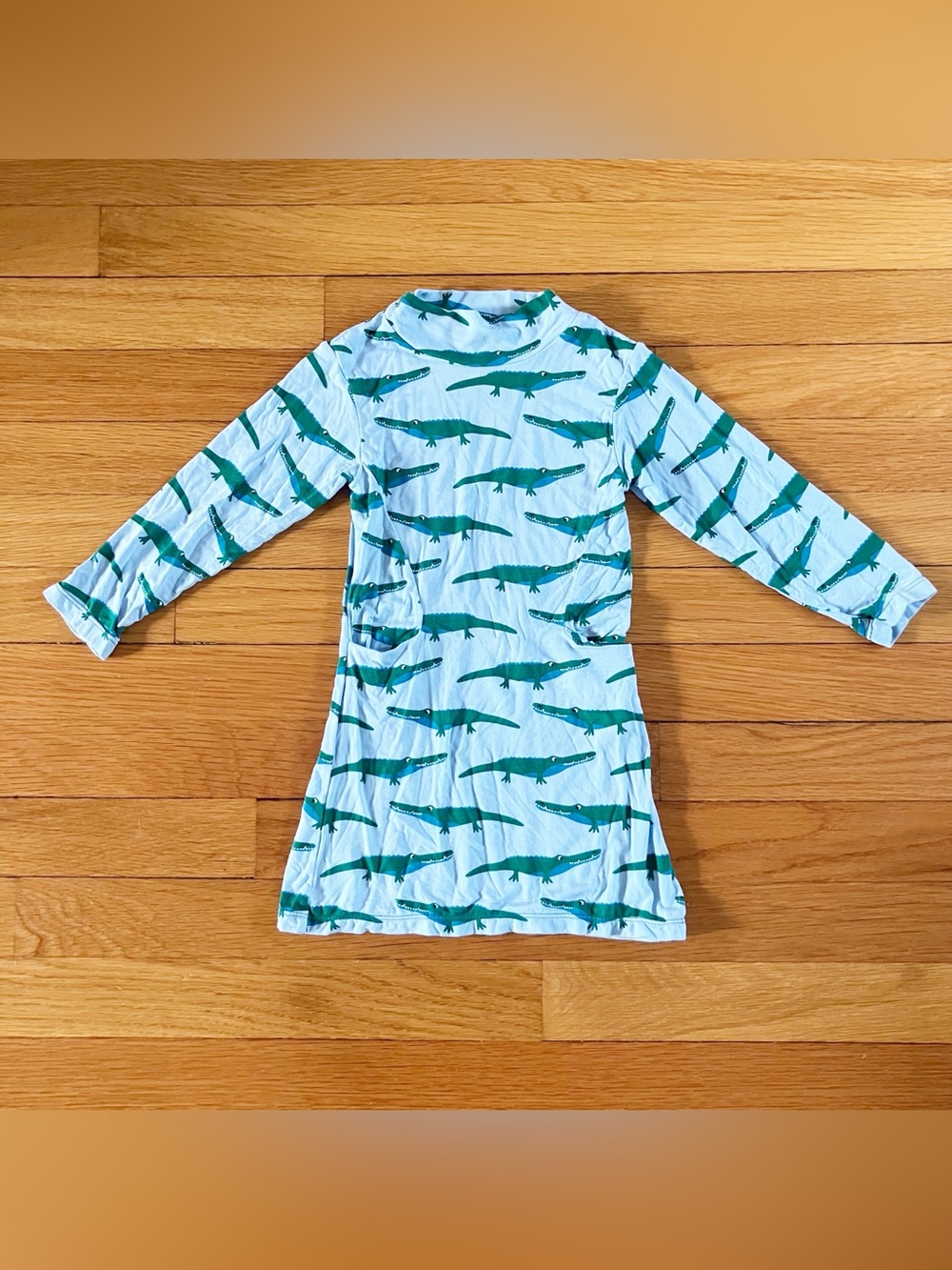 Kickee Pants Blue Pond Crocodile Print Long Sleeve Mock Turtleneck Dress 12-18